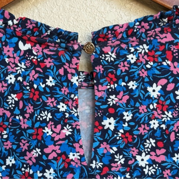 Draper James Navy Ditsy Floral Smocked Cuff Long Sleeve Dress Small - Picture 9 of 10